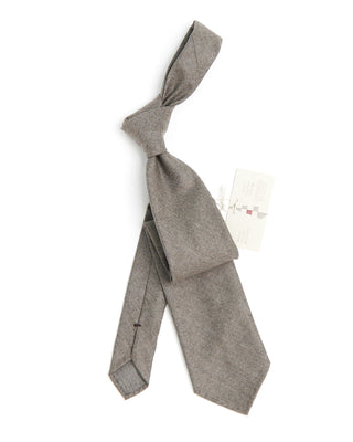 Paolo Albizzati Wool  Cashmere Solid Hand Rolled Tip Necktie Tan 