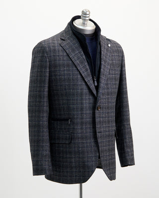Luigi Bianchi Mantova Soft Tweed Wool Check Hybrid Sport Jacket Grey 