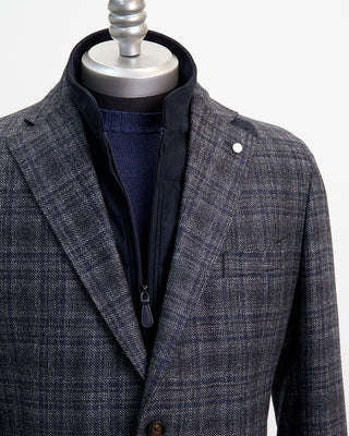 Luigi Bianchi Mantova Soft Tweed Wool Check Hybrid Sport Jacket Grey  1