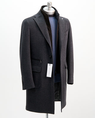 Luigi Bianchi Mantova Colombo Wool  Cashmere Hybrid Travel Topcoat Grey 
