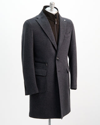 Luigi Bianchi Mantova Colombo Wool  Cashmere Hybrid Travel Topcoat Grey  1