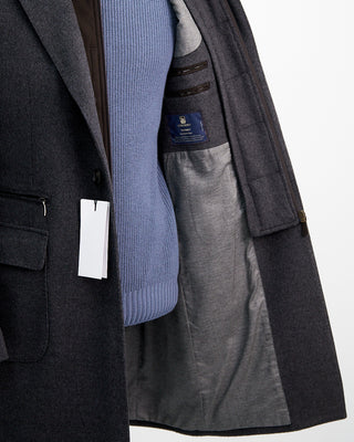 Luigi Bianchi Mantova Colombo Wool  Cashmere Hybrid Travel Topcoat Grey  5