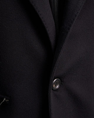 Luigi Bianchi Mantova Colombo Wool  Cashmere Hybrid Travel Topcoat Black  4