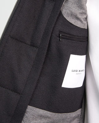 Luigi Bianchi Mantova Colombo Wool  Cashmere Hybrid Travel Topcoat Black  7