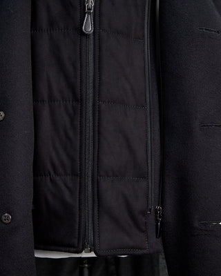 Luigi Bianchi Mantova Colombo Wool  Cashmere Hybrid Travel Topcoat Black  8