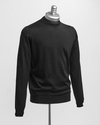 Filippo De Laurentiis Black 16 Gauge Royal Merino Crewneck Sweater Black  5