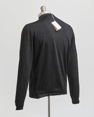 Filippo De Laurentiis Black 16 Gauge Royal Merino Crewneck Sweater Black  6