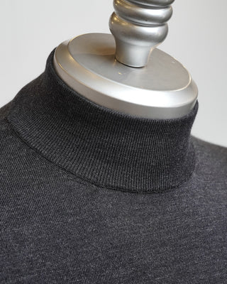 Filippo De Laurentiis Charcoal 16 Gauge Royal Merino Mock Neck Sweater Charcoal  3