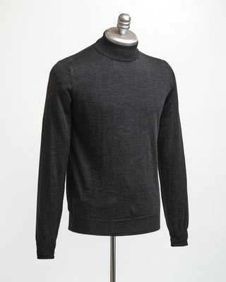 Filippo De Laurentiis Charcoal 16 Gauge Royal Merino Mock Neck Sweater Charcoal  5