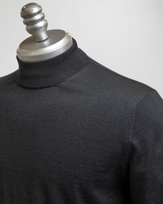 Filippo De Laurentiis Black 16 Gauge Royal Merino Mock Neck Sweater Black  2