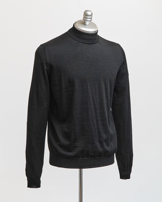 Filippo De Laurentiis Black 16 Gauge Royal Merino Mock Neck Sweater Black  4