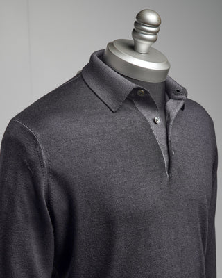 Filippo De Laurentiis 16 Gauge Garment Dyed Polo Grey  2