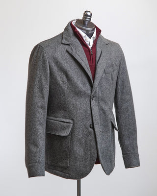Manto Grey Wool  Cashmere Quilted Hybrid Jacket Grey  7