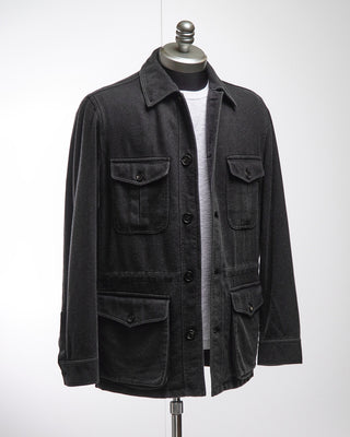  Manto Charcoal 100% Cashmere Garment Dyed Safari Jacket Charcoal 
