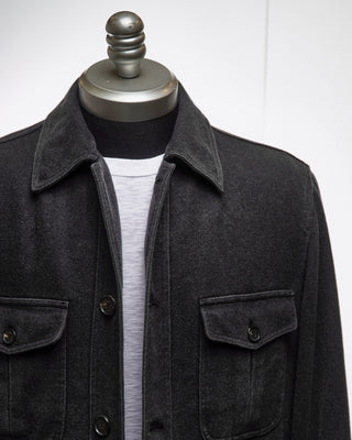  Manto Charcoal 100% Cashmere Garment Dyed Safari Jacket Charcoal  4