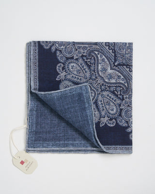 Paolo Albizzati Large Medallion Pattern Pocket Square Navy 214
