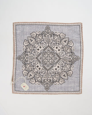 Paolo Albizzati Large Medallion Pattern Pocket Square Grey 212