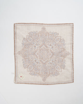 Paolo Albizzati Large Medallion Pattern Pocket Square Beige 194