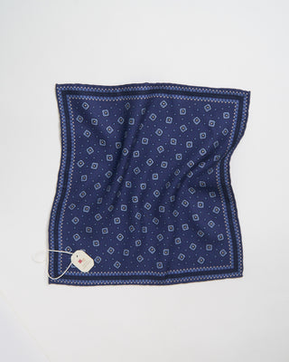 Paolo Albizzati Squares Pattern Pocket Square Blue 208