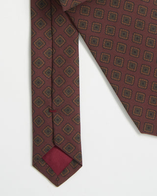 Paolo Albizzati Silk Diamond Pattern Tie Burgundy 0 1
