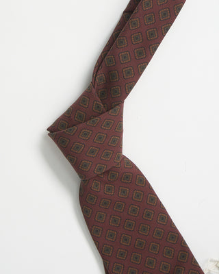 Paolo Albizzati Silk Diamond Pattern Tie Burgundy 0 2