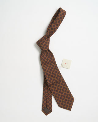 Paolo Albizzati Silk Diamond Pattern Tie Brown 0