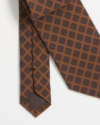 Paolo Albizzati Silk Diamond Pattern Tie Brown 0 1