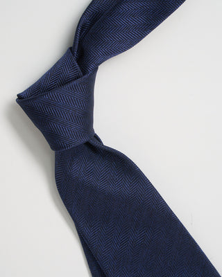 Paolo Albizzati Silk Herrimgbone Tie Blue 12