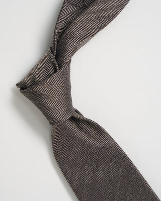 Paolo Albizzati Silk Herrimgbone Tie Brown 15