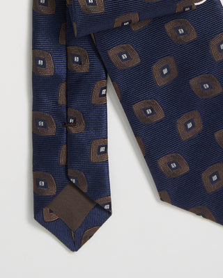 Paolo Albizzati Geometric Design Silk Tie Navy 0 1