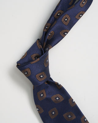 Paolo Albizzati Geometric Design Silk Tie Navy 0 2