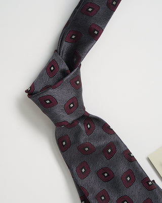 Paolo Albizzati Geometric Design Silk Tie Grey 0 2