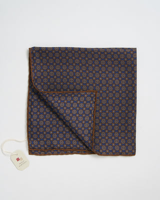 Paolo Albizzati Medallion Pattern Pocket Square Navy 187