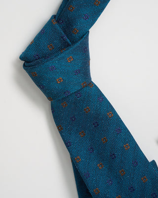 Paolo Albizzati Mini Floral Jacquard Tie Teal 0 2