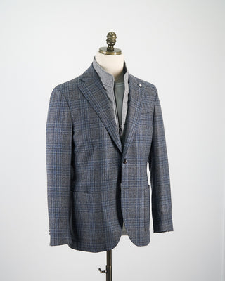 Luigi Bianchi Mantova Wool Check Travel Sport Jacket Grey 
