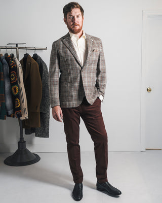 L.B.M. 1911 Wool Glencheck Sport Jacket Caramel 3