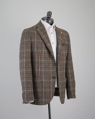 L.B.M. 1911 Wool Glencheck Sport Jacket Caramel  1