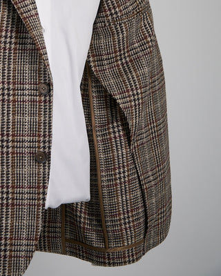L.B.M. 1911 Wool Glencheck Sport Jacket Caramel  2