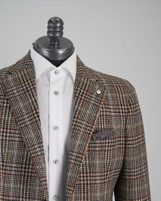 L.B.M. 1911 Wool Glencheck Sport Jacket Caramel  3