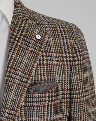 L.B.M. 1911 Wool Glencheck Sport Jacket Caramel  4