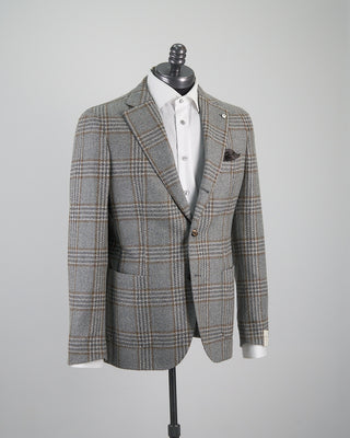 L.B.M. 1911 Soft Boucle Glencheck Sport Jacket Grey  Brown  1