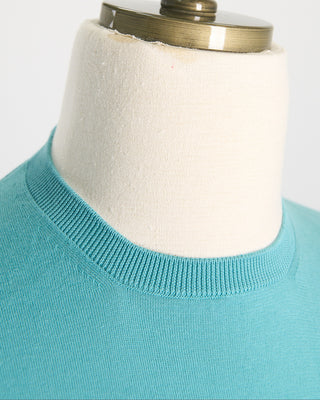 Filippo De Laurentiis Sea Island Cotton Ultrasoft All Season Crewneck Aqua 0 4