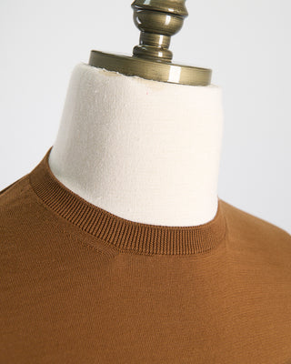 Filippo De Laurentiis Sea Island Cotton Ultrasoft All Season Crewneck Cognac 0 4