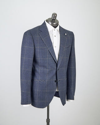 Luigi Bianchi Mantova Birdseye Windowpane Wool Stretch Suit Light Blue 