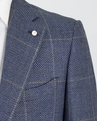Luigi Bianchi Mantova Birdseye Windowpane Wool Stretch Suit Light Blue  4