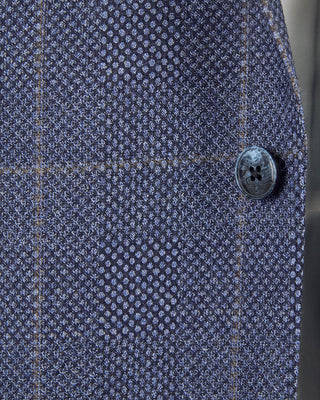 Luigi Bianchi Mantova Birdseye Windowpane Wool Stretch Suit Light Blue  5