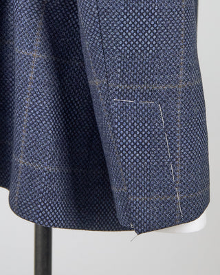 Luigi Bianchi Mantova Birdseye Windowpane Wool Stretch Suit Light Blue  8