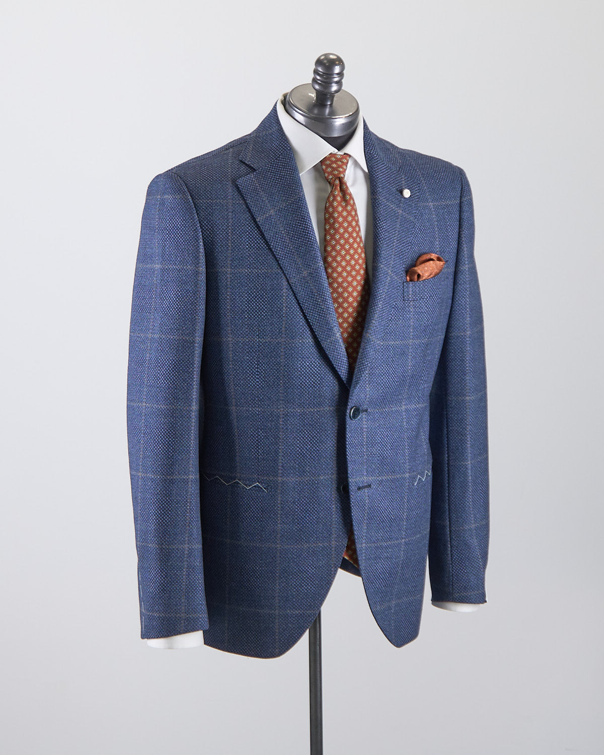 Luigi Bianchi Mantova Birdseye Windowpane Wool Stretch Suit