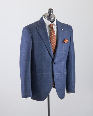 Luigi Bianchi Mantova Birdseye Windowpane Wool Stretch Suit Light Blue 2672