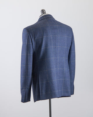 Luigi Bianchi Mantova Birdseye Windowpane Wool Stretch Suit Light Blue 2672 1